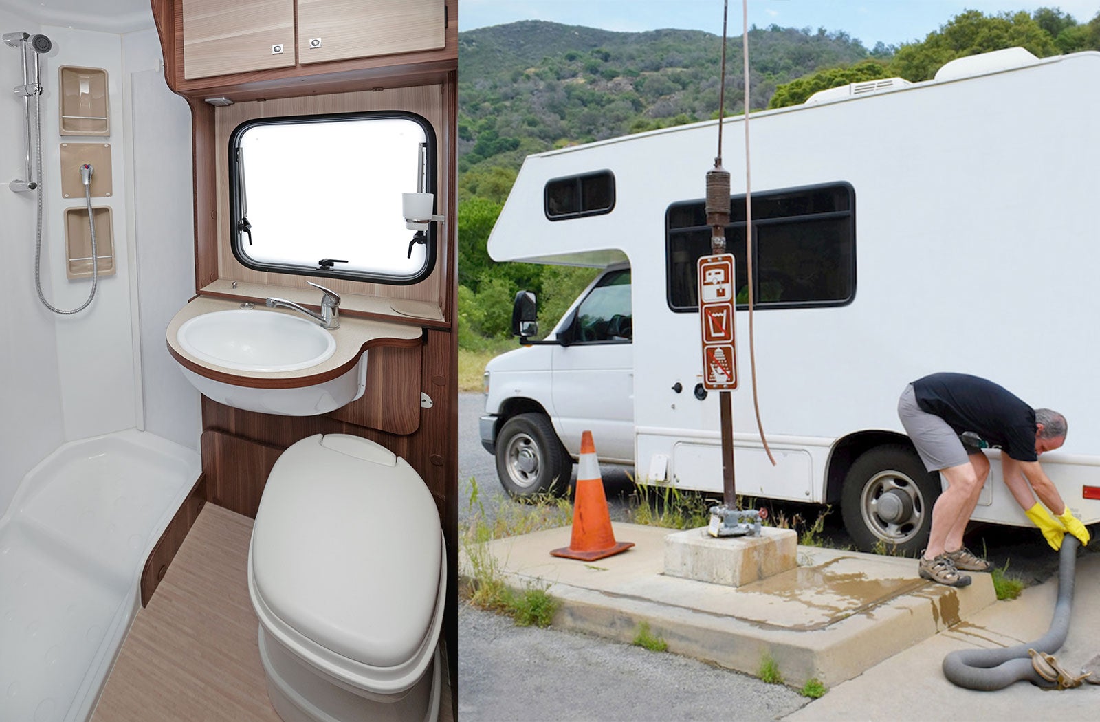 Portable RV/camper toilet and holding tank setup in Coeur d'Alene, Idaho