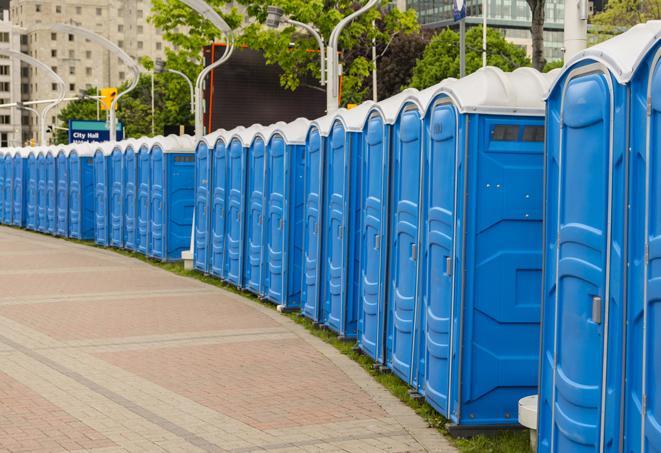 Seasonal porta potty units set up at a Coeur d'Alene, Idaho venue